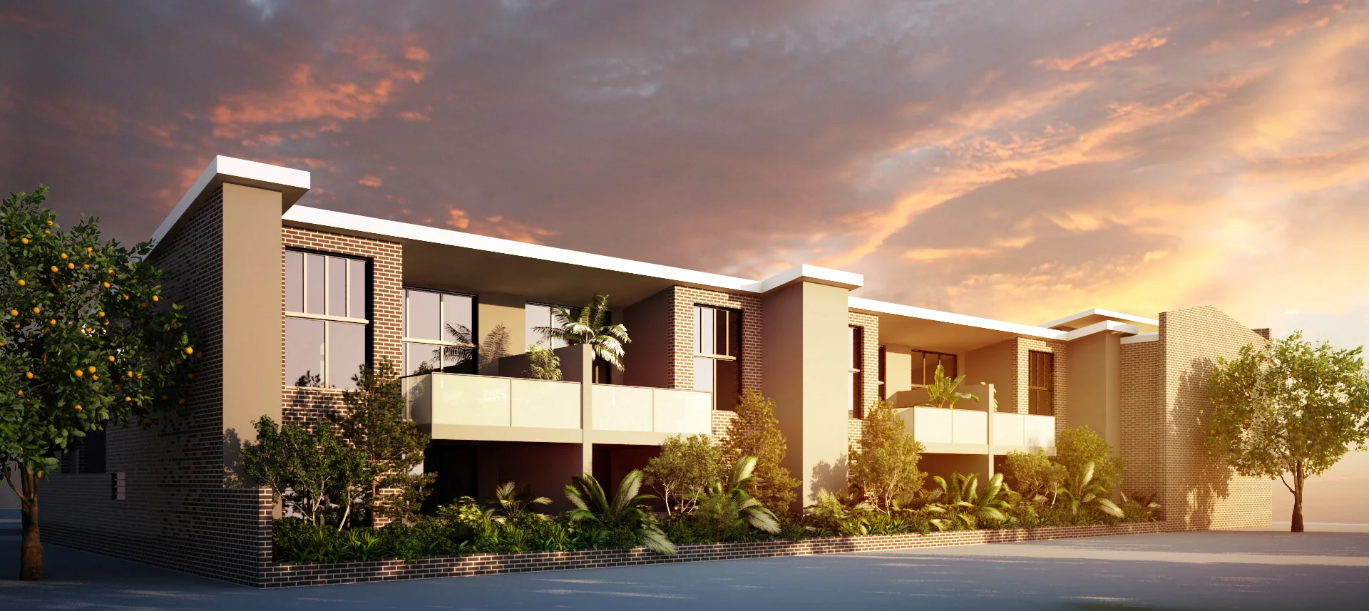 Architectural rendering of Forest Road Penshurst apartments with balconies above the street frontage